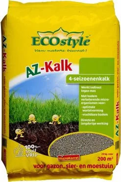 ECOstyle AZ Kalk Micro Korrel – Voor Gazon, Sier- En Moestuin - Corrigeert Zuurgraad Direct En Langdurig - Werkt Tegen Mos - CO2-Neutraal – 265 M² - 20 KG -Bloempotten Verkoop 794x1200 1