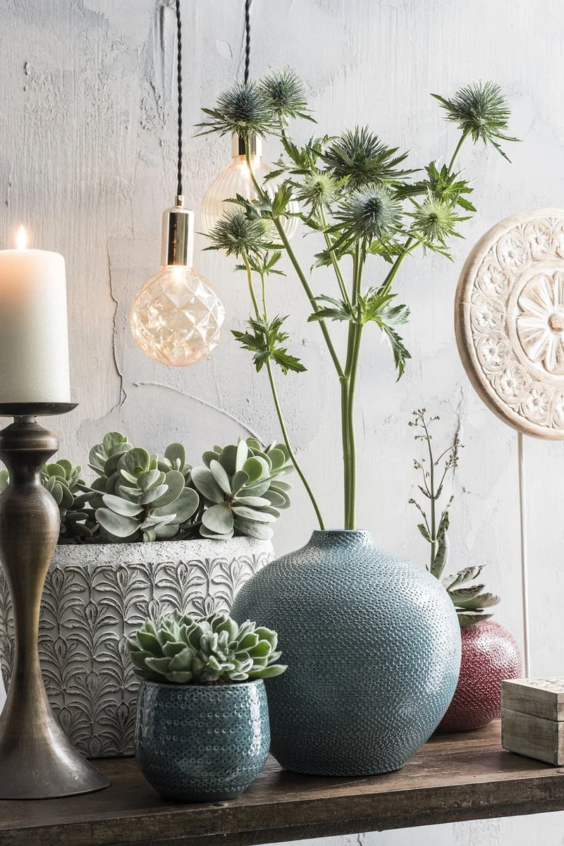 Mica Decorations Gabriel Bloempot - H20 X Ø25 Cm - Keramiek - Blauw 4 Mica Decorations Gabriel Bloempot - H20 X Ø25 Cm - Keramiek - Blauw - Afbeelding 4