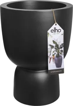 Elho Pure Coupe 41 - Bloempot Voor Binnen & Buiten - Ø 41.3 X H 57.9 Cm - Zwart/Zwart