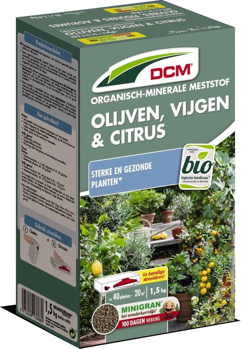 DCM Meststof Olijven/vijgen/citrus (1,5 KG) 1 DCM Meststof Olijven/vijgen/citrus (1,5 KG)