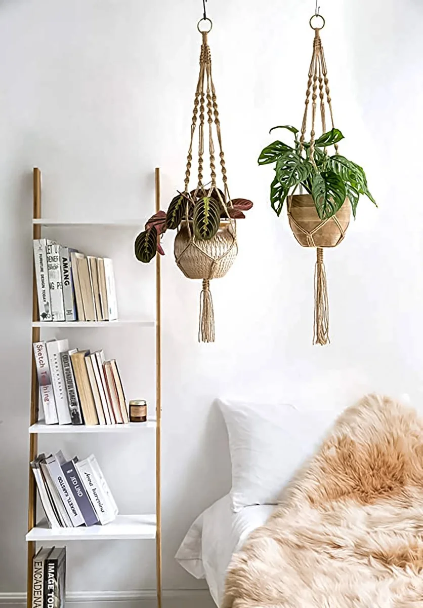 Mycramé 5 Stuks Luxe Jute Plantenhangers - Boho Handgeweven Katoen Hangpot Voor Binnen/Buiten - Hangende Bloempot Met Kralen - Macramé Touw/Koord Hangplant Houder - Bohemian Wandhanger Decoratie - Plant Hanger - Verticale Tuin Bloempothouder Planthanger 4 Mycramé 5 Stuks Luxe Jute Plantenhangers - Boho Handgeweven Katoen Hangpot Voor Binnen/Buiten - Hangende Bloempot Met Kralen - Macramé Touw/Koord Hangplant Houder - Bohemian Wandhanger Decoratie - Plant Hanger - Verticale Tuin Bloempothouder Planthanger - Afbeelding 4