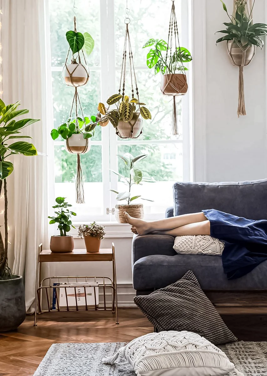 Mycramé 4 Stuks Luxe Jute Plantenhangers - Boho Handgeweven Katoen Hangpot Voor Binnen/Buiten - Hangende Bloempot Met Kralen - Macramé Touw/Koord Hangplant Houder - Bohemian Wandhanger Decoratie - Plant Hanger - Verticale Tuin Bloempothouder Planthanger 3 Mycramé 4 Stuks Luxe Jute Plantenhangers - Boho Handgeweven Katoen Hangpot Voor Binnen/Buiten - Hangende Bloempot Met Kralen - Macramé Touw/Koord Hangplant Houder - Bohemian Wandhanger Decoratie - Plant Hanger - Verticale Tuin Bloempothouder Planthanger - Afbeelding 3