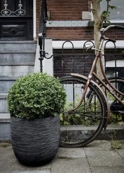 Capi Europe - Bloempot Bol Rib NL - 35x34 - Zwart - Voor Binnen En Buiten - KBLR932 -Bloempotten Verkoop 864x1200