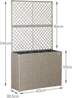 Casaria Polyrattan Bloembak – 3 Bakken Klimophek - Crème -Bloempotten Verkoop 876x1200 2