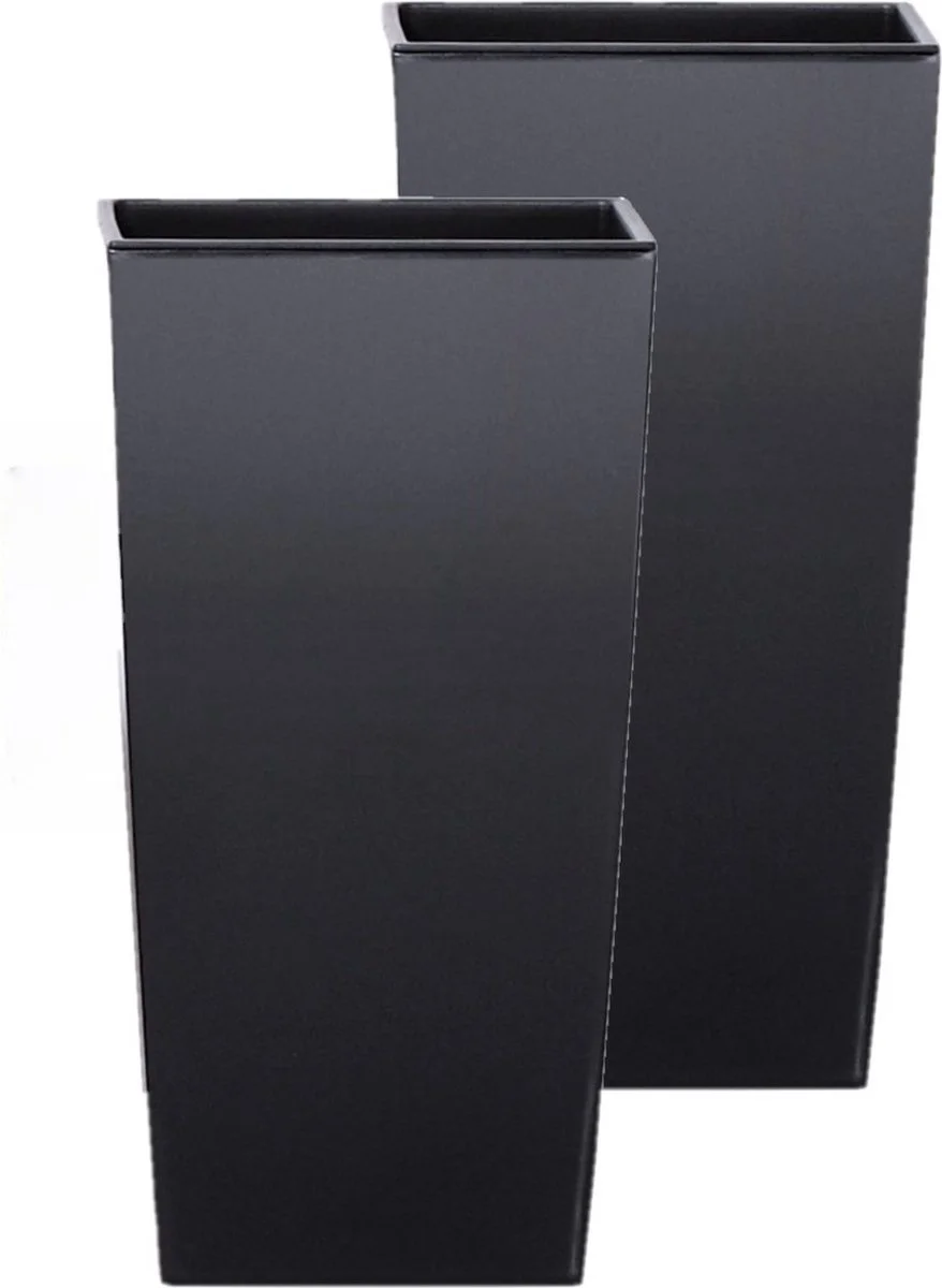 Prosperplast Kunststof Urbi Bloempot/plantenpot Met Binnenpot Antraciet 19 X 19 X 37 Cm - 5/11,4 Liter - Hoge Vierkante Bloempotten 2 Prosperplast Kunststof Urbi Bloempot/plantenpot Met Binnenpot Antraciet 19 X 19 X 37 Cm - 5/11,4 Liter - Hoge Vierkante Bloempotten - Afbeelding 2