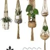 Mycramé 4 Stuks Luxe Jute Plantenhangers - Boho Handgeweven Katoen Hangpot Voor Binnen/Buiten - Hangende Bloempot Met Kralen - Macramé Touw/Koord Hangplant Houder - Bohemian Wandhanger Decoratie - Plant Hanger - Verticale Tuin Bloempothouder Planthanger