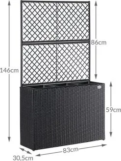 Casaria Polyrattan Plantenbak - Met Klimoprek - 3 Bakken Zwart -Bloempotten Verkoop 898x1200 3