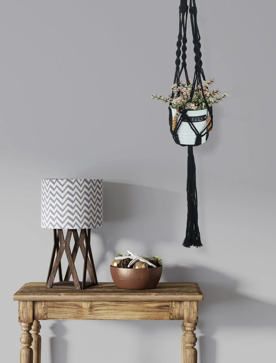 Mycramé 4 Stuks Zwarte Macrame Plantenhangers - Boho Handgeweven Katoen Hangpot Voor Binnen/Buiten - Hangende Bloempot Met Kralen - Macramé Touw/Koord Hangplant Houder - Bohemian Wandhanger Decoratie - Plant Hanger - Verticale Tuin Bloempothouder Planthanger 5 Mycramé 4 Stuks Zwarte Macrame Plantenhangers - Boho Handgeweven Katoen Hangpot Voor Binnen/Buiten - Hangende Bloempot Met Kralen - Macramé Touw/Koord Hangplant Houder - Bohemian Wandhanger Decoratie - Plant Hanger - Verticale Tuin Bloempothouder Planthanger - Afbeelding 5