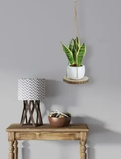 Mycramé Set Van 2 Boomstam Rond Wandrek Plantenhangers - Boho Jute Houten Plantenrek - Hangpot Voor Binnen/Buiten - Hangende Bloempot Plank - Hangplant Houder - Bohemian Macrame Stijl Wandhanger - Hangplank Plant Hanger - Planthanger - Ø Rond 25-20cm -Bloempotten Verkoop 912x1200