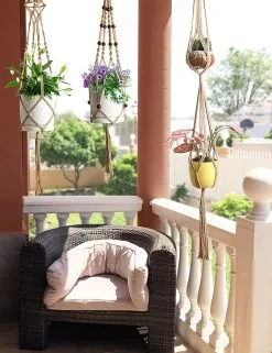 Mycramé 4 Stuks Luxe Jute Plantenhangers - Boho Handgeweven Katoen Hangpot Voor Binnen/Buiten - Hangende Bloempot Met Kralen - Macramé Touw/Koord Hangplant Houder - Bohemian Wandhanger Decoratie - Plant Hanger - Verticale Tuin Bloempothouder Planthanger -Bloempotten Verkoop 923x1200 8