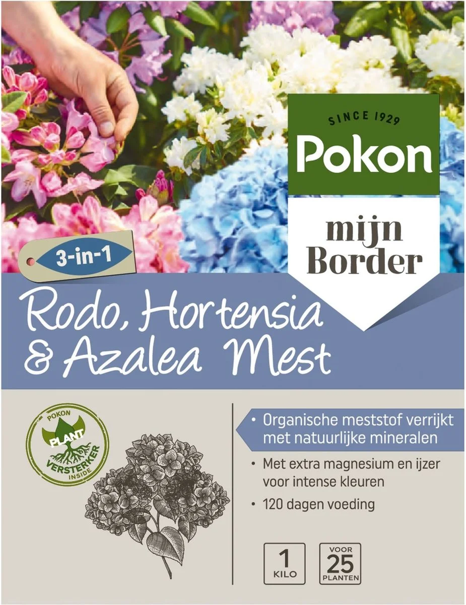 Pokon Rhododendron, Hortensia & Azalea Mest - 1kg - Meststof - 3-in-1 Werking 6 Pokon Rhododendron, Hortensia & Azalea Mest - 1kg - Meststof - 3-in-1 Werking - Afbeelding 6
