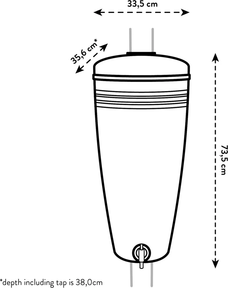 Elho Green Basics Rain Catcher 33 - Regenton Voor Balkonbuiten - Ø 33.5 X H 73.5 Cm - Zwart/Living Black 7 Elho Green Basics Rain Catcher 33 - Regenton Voor Balkonbuiten - Ø 33.5 X H 73.5 Cm - Zwart/Living Black - Afbeelding 7