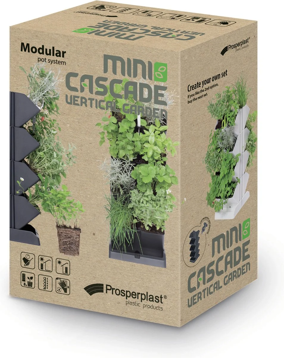 Prosperplast Verticale Kruidentuin Kunststof - Staand/hangend - Modulair - Antraciet Grijs - L 20 X B 11 X H 48 Cm - Incl. Kruidenschaar 9 Prosperplast Verticale Kruidentuin Kunststof - Staand/hangend - Modulair - Antraciet Grijs - L 20 X B 11 X H 48 Cm - Incl. Kruidenschaar - Afbeelding 9