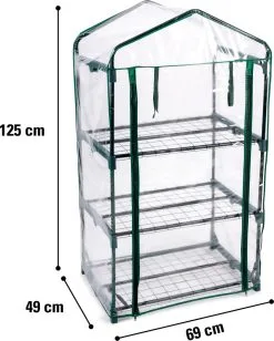 Kinzo Garden - Plastic Broeikas - 3 Verdiepingen - 69 X 49 X 125cm - Groen -Bloempotten Verkoop 963x1200