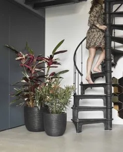 Capi Europe - Bloempot Bol Rib NL - 54x52 - Zwart - Voor Binnen En Buiten - KBLR935 -Bloempotten Verkoop 972x1200