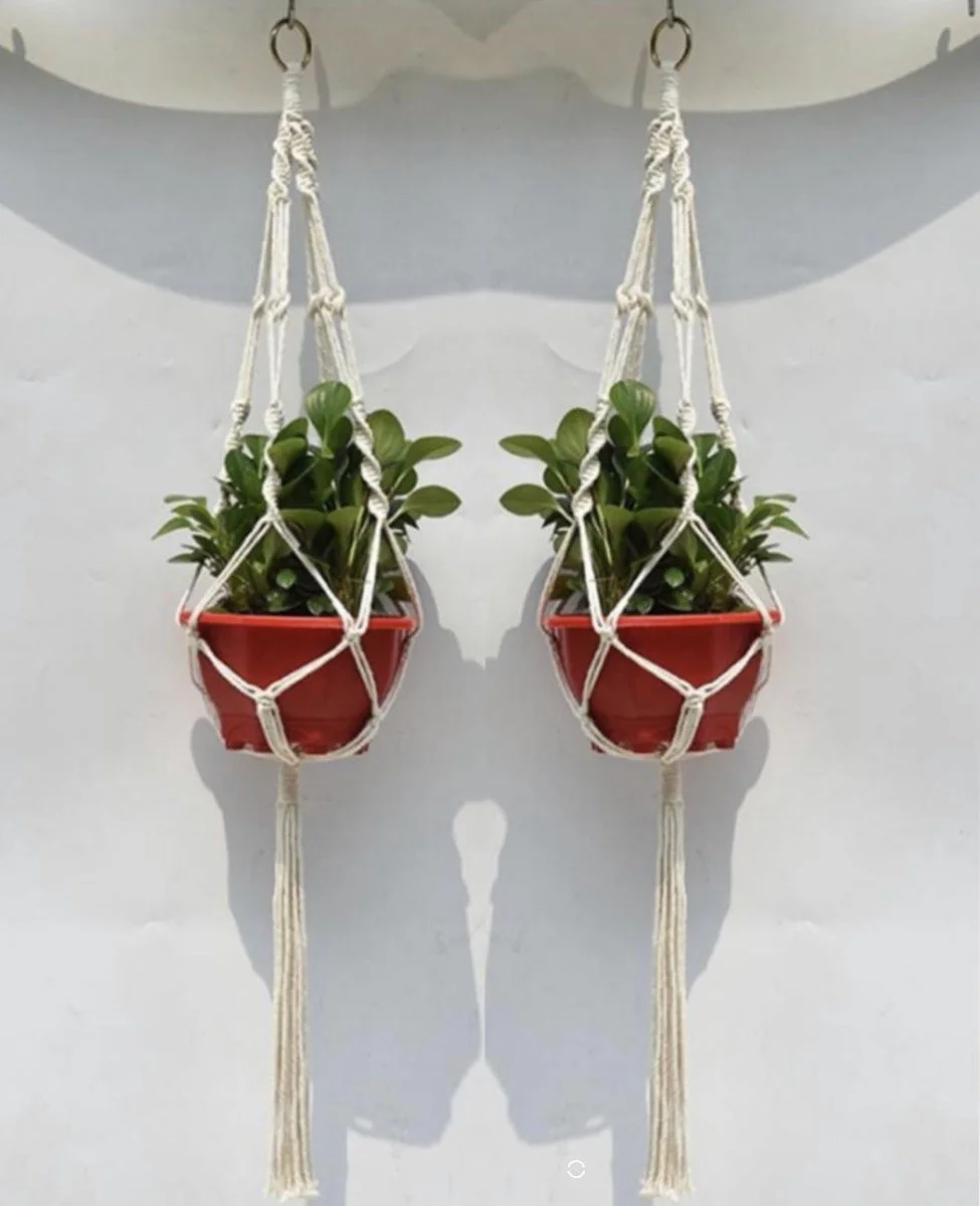 Merkloos Plantenhanger Macramé - Luxe Gevlochten Touw Katoen - 2 Stuks - Plantenpot Ophangen 4 Merkloos Plantenhanger Macramé - Luxe Gevlochten Touw Katoen - 2 Stuks - Plantenpot Ophangen - Afbeelding 4