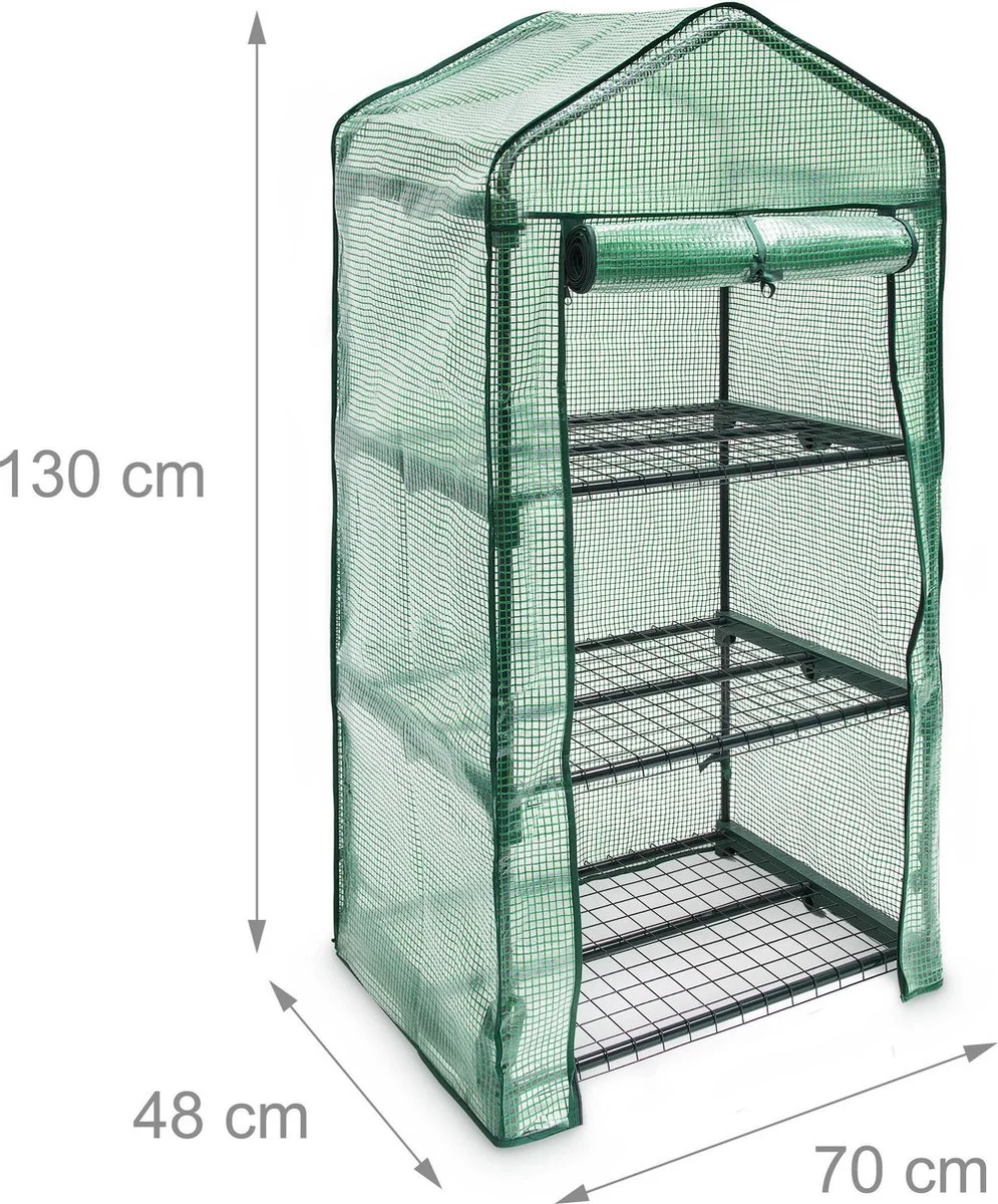 Relaxdays Kas Met Wielen - Tuinkas 3 Etages - Broeikas Kweekkas Tuin / Balkon 130 Cm Hoog - PE 6 Relaxdays Kas Met Wielen - Tuinkas 3 Etages - Broeikas Kweekkas Tuin / Balkon 130 Cm Hoog - PE - Afbeelding 6